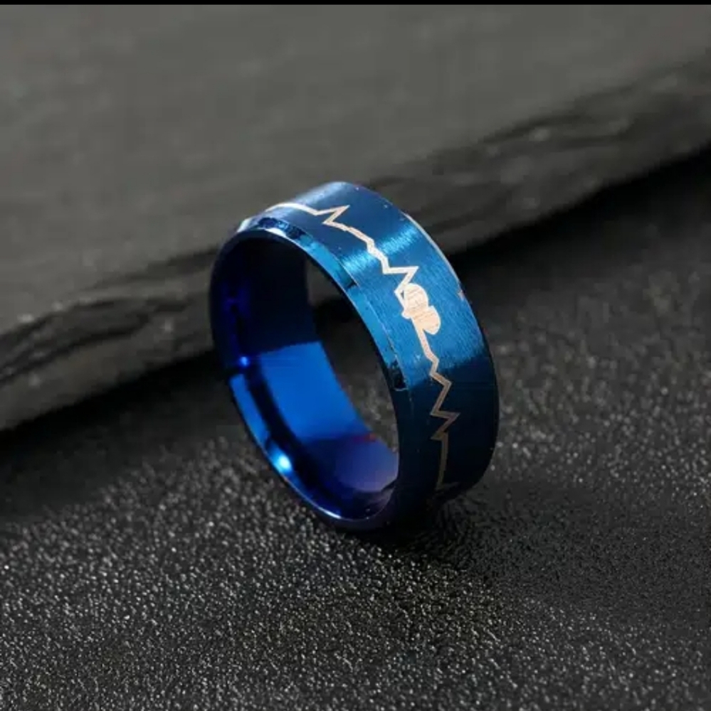 Heartbeat Stainless steel ring-size 9  unisex